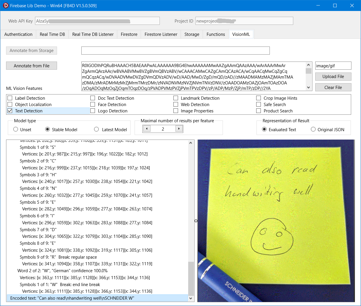 Demonstration der Handschrifterkennung mit VisionML