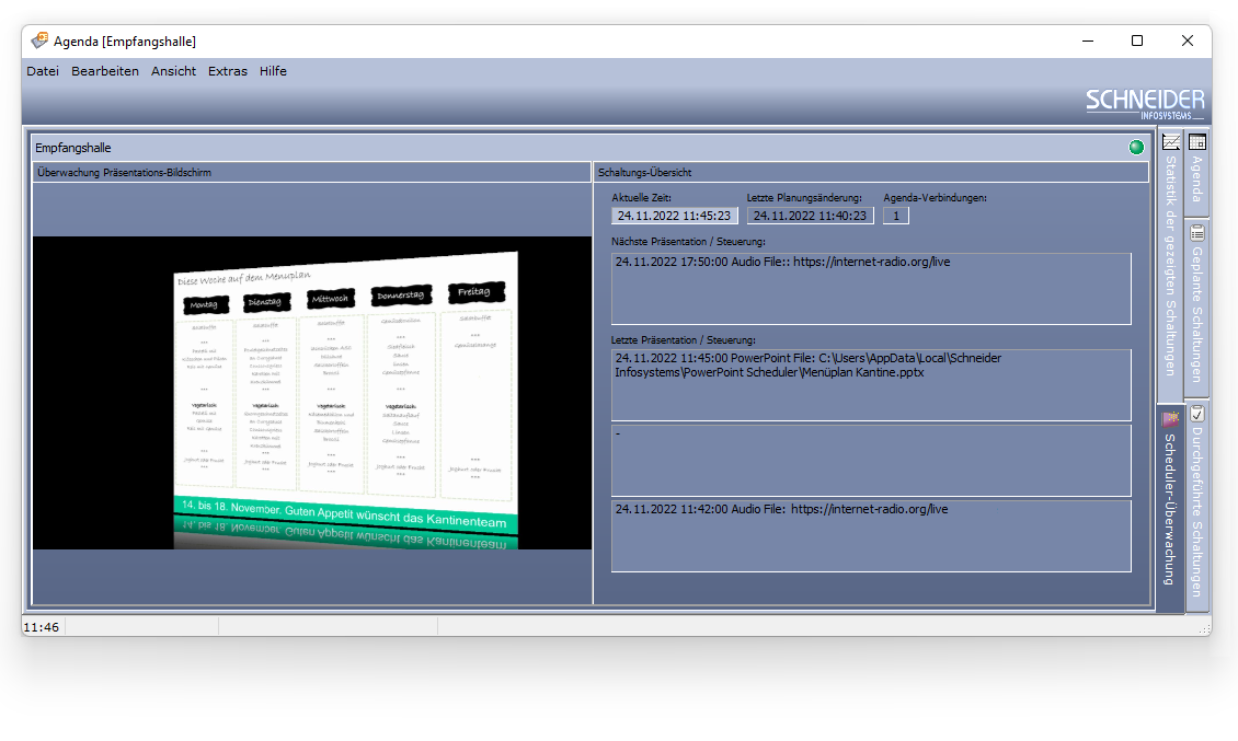 Überwachung des laufenden Schedulers im Netzbetrieb